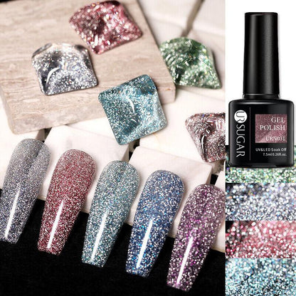Glitter Nail Gel Polish UV LED Soak Off Varnish Colour Manicure Top Base Coat