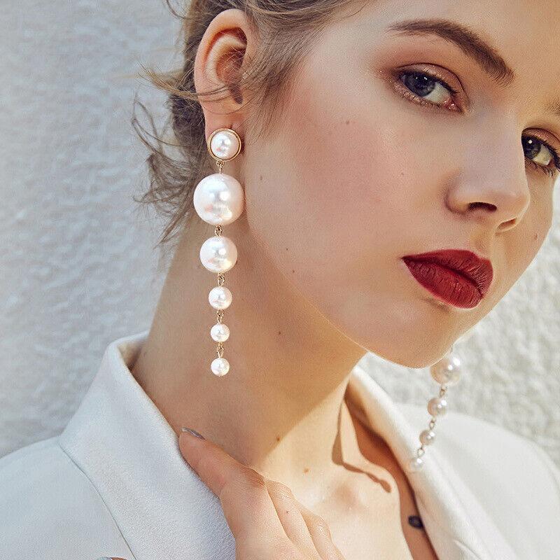 Silver Women Earrings Stud Crystal Cubic Zircon Dangle Wedding Gift
