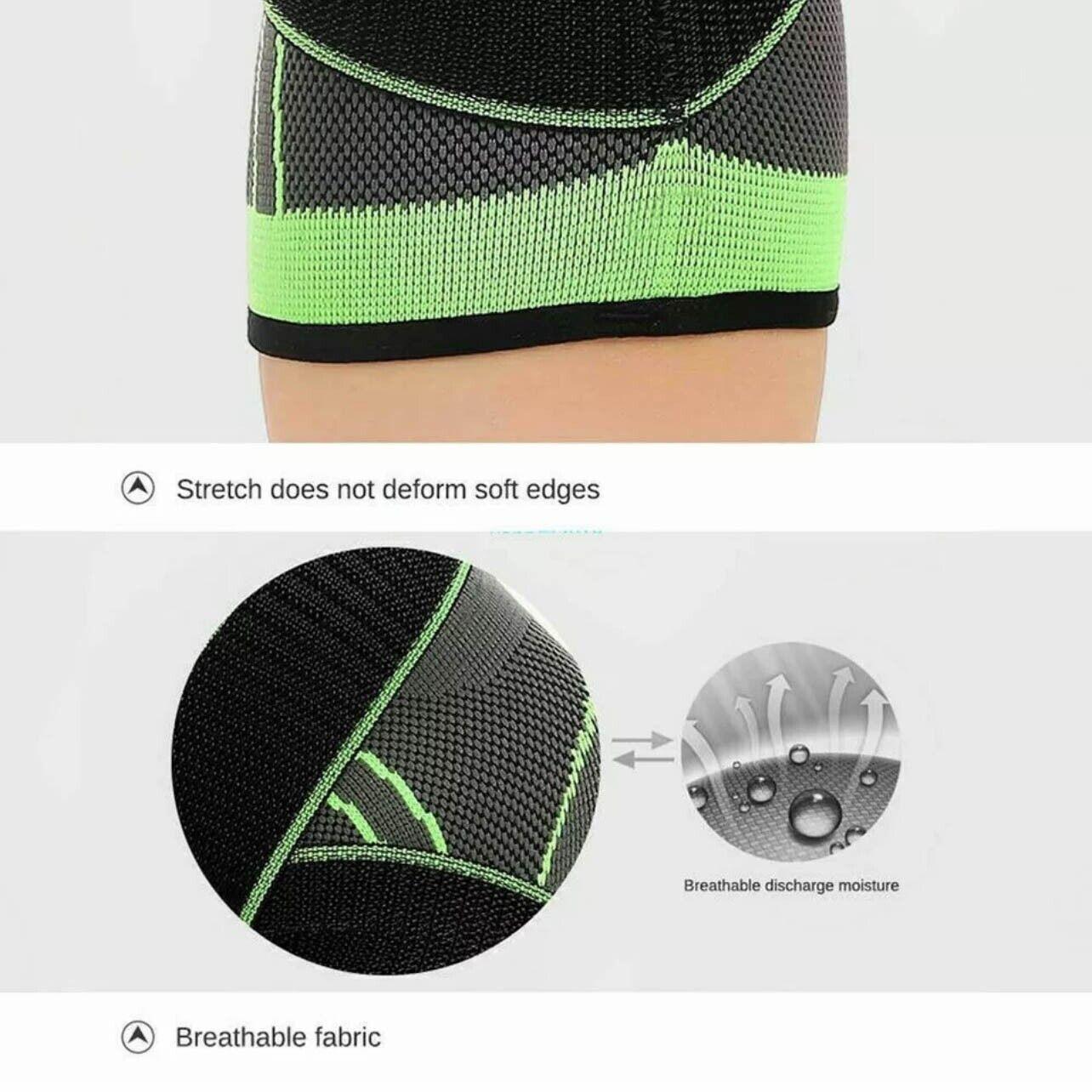 Green AOLIKES 3D Knee Support Brace Compression Sleeve Arthritis Pain Relief Gym-3