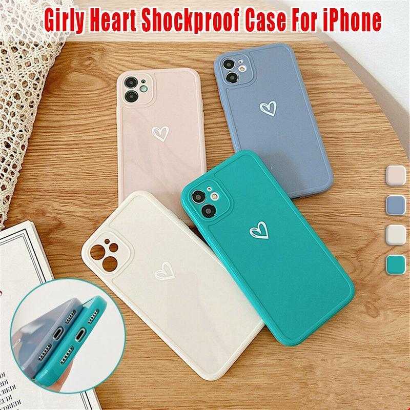 Blue Girly Heart Shockproof Case For iPhone 13 12 11 Pro Max Mini XR 8 7  X XS MAX