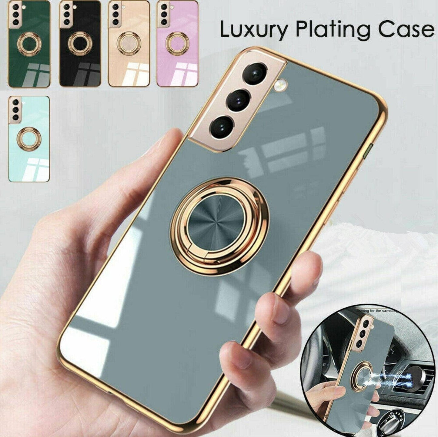 Black Shockproof Ring Holder Case Cover for Samsung S22 Ultra Plus Note 20