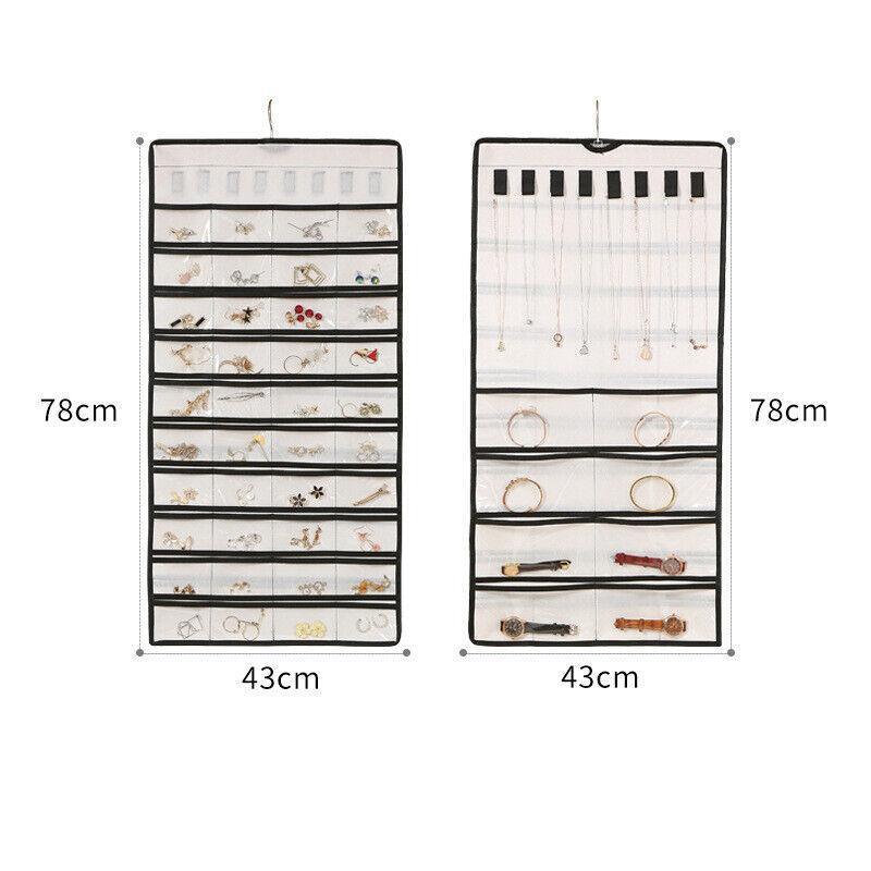 48 Pockets Jewelry Hanging Storage Organizer Holder Earring Display Pouch Bag