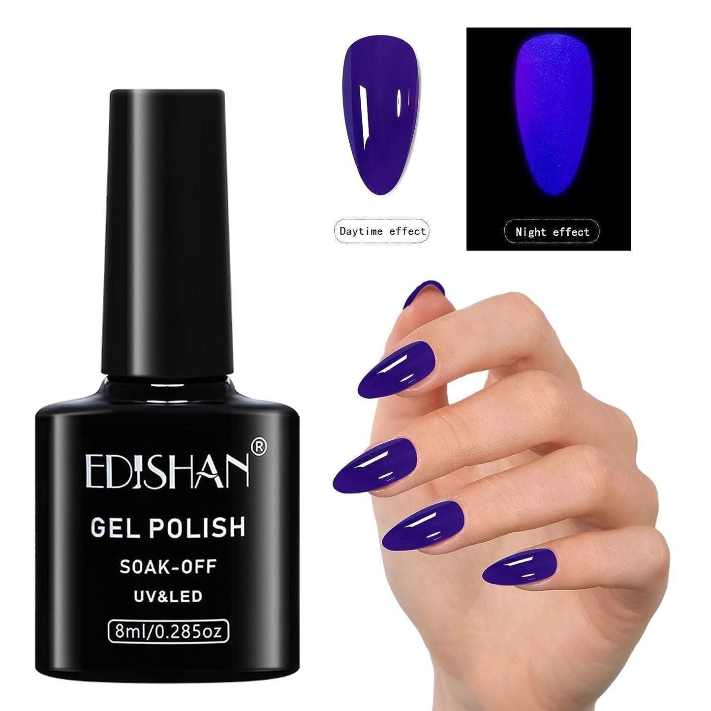 8ml Fluorescent Glow-In-Dark Gel Soak Off UV LED Nail Art Varnish DIY Luminous