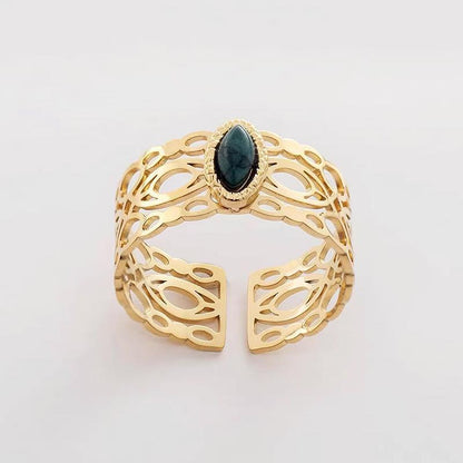 Malachite Green Gold Ring Adjustable That Does Not Fade Opening Design Gift