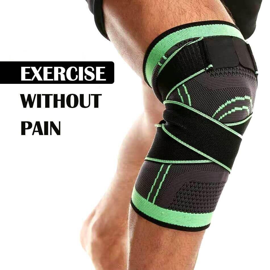 Green AOLIKES 3D Knee Support Brace Compression Sleeve Arthritis Pain Relief Gym-2