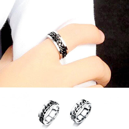 Spinner Rings Mens Womens Fidget Rotating Ring Silver Stainless Steel Size 7-3