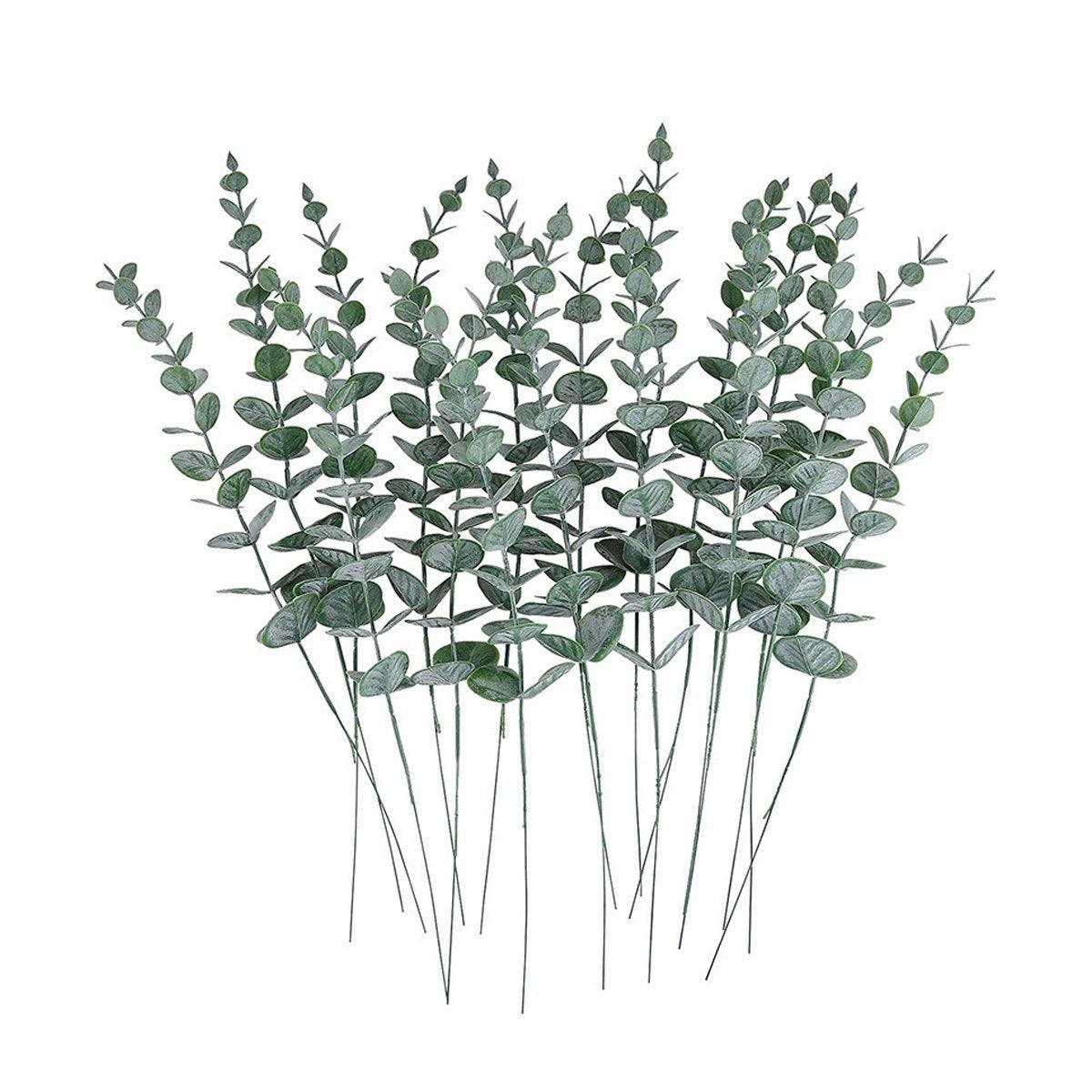 20PCS Eucalyptus Plastic Leaves Holiday Christmas Decor Wedding Home Flowers
