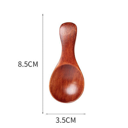 5PCS Mini Wooden Spoons Natural Wood Spice Condiment Dessert Scoops-2
