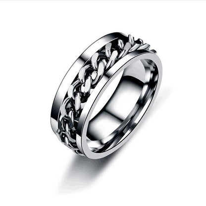 Spinner Rings Mens Womens Fidget Rotating Ring Silver Stainless Steel Size 7-6