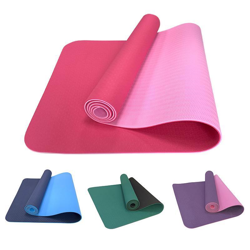 TPE Yoga Mat Eco Friendly Exercise Fitness Gym Pilates Non Slip Dual Layer-1
