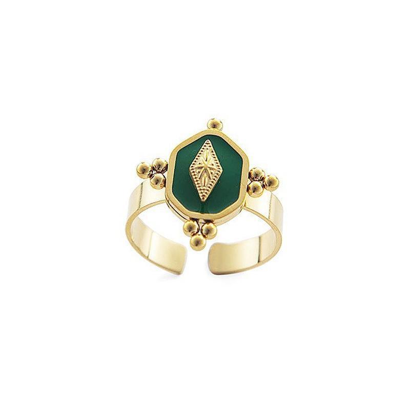Malachite Green Gold Ring Adjustable That Does Not Fade Opening Design Gift