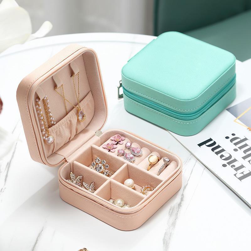 Travel Jewelry Organizer Box Portable Leather Storage Ornaments Ring Earrings