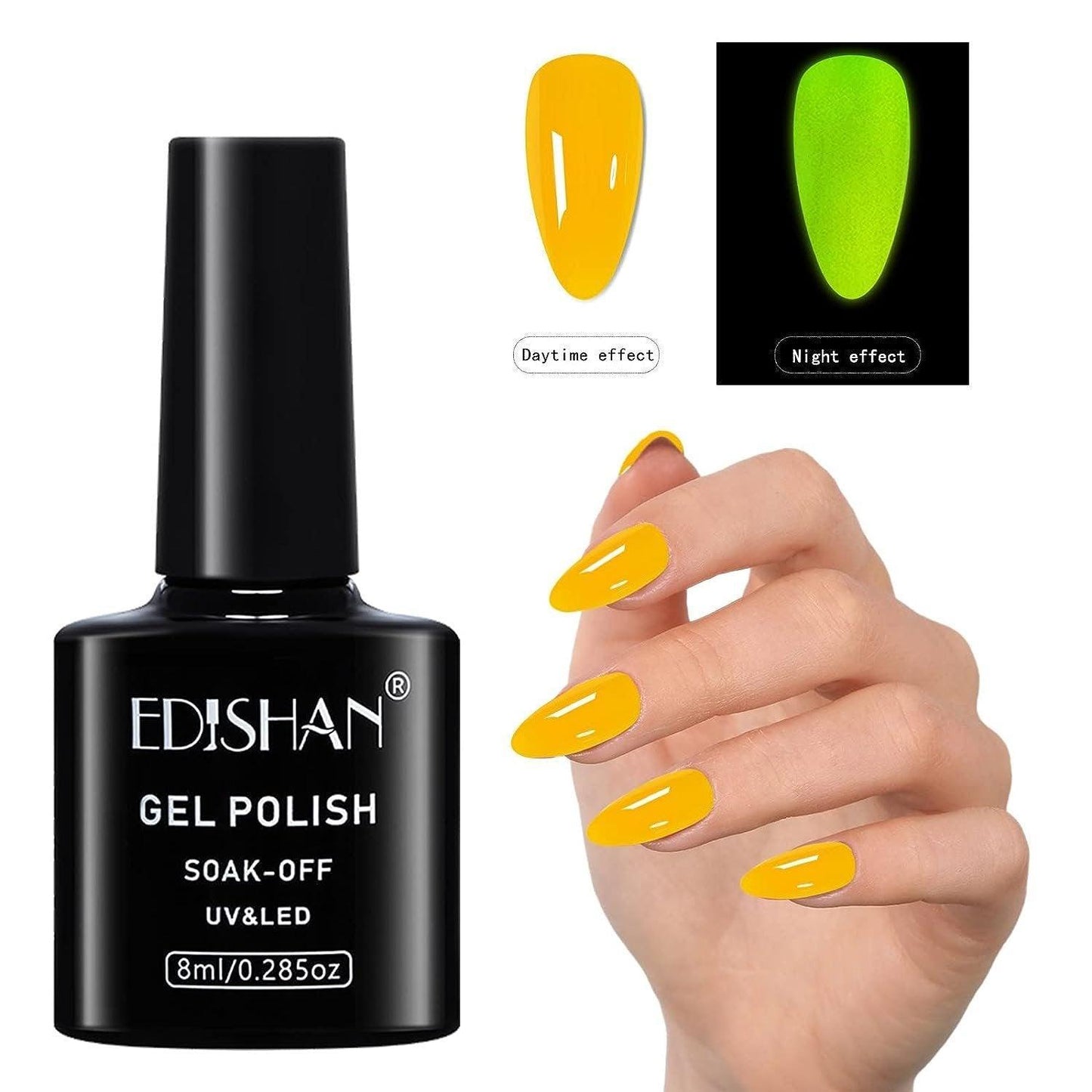 8ml Fluorescent Glow-In-Dark Gel Soak Off UV LED Nail Art Varnish DIY Luminous