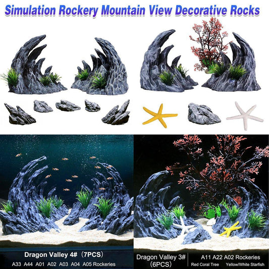 Aquarium Resin Dragon Stone Rock Decorative Ornaments Fish Tank Landscape-0