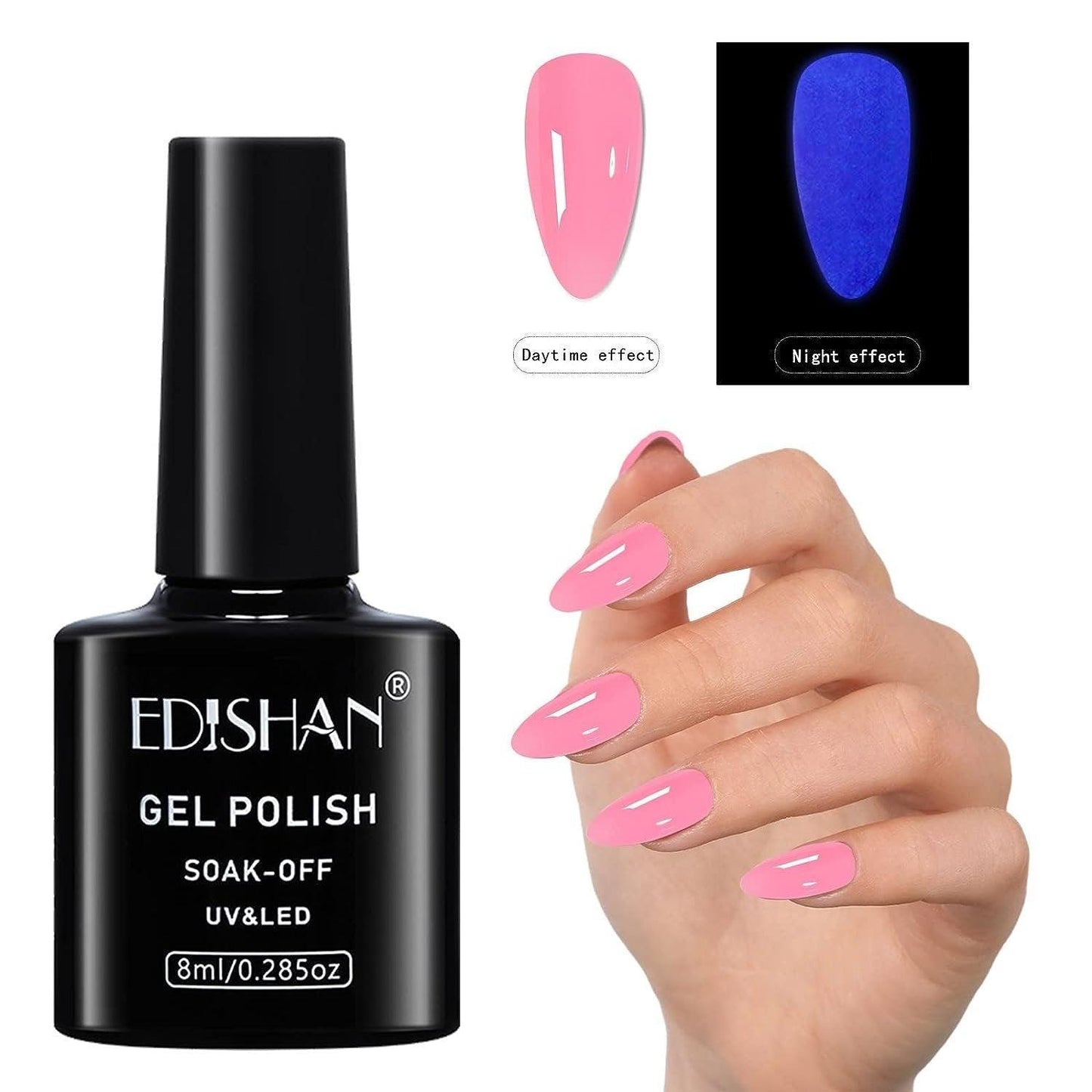 8ml Fluorescent Glow-In-Dark Gel Soak Off UV LED Nail Art Varnish DIY Luminous