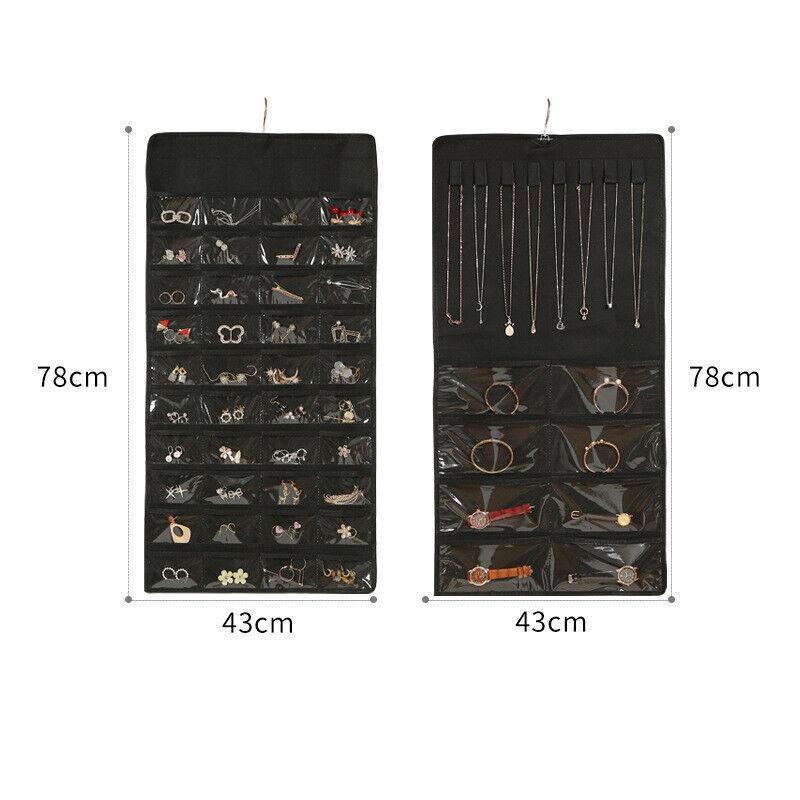 48 Pockets Jewelry Hanging Storage Organizer Holder Earring Display Pouch Bag