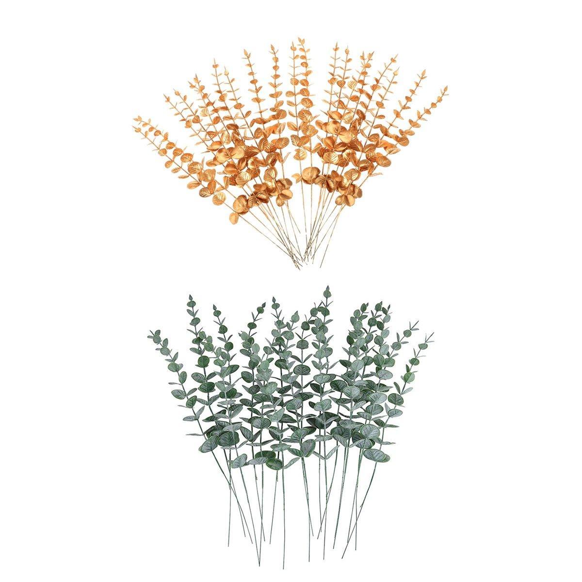 20PCS Eucalyptus Plastic Leaves Holiday Christmas Decor Wedding Home Flowers