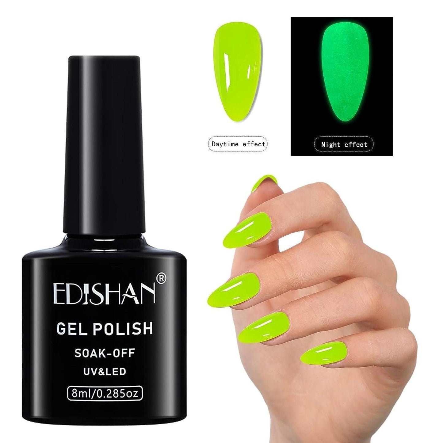 8ml Fluorescent Glow-In-Dark Gel Soak Off UV LED Nail Art Varnish DIY Luminous