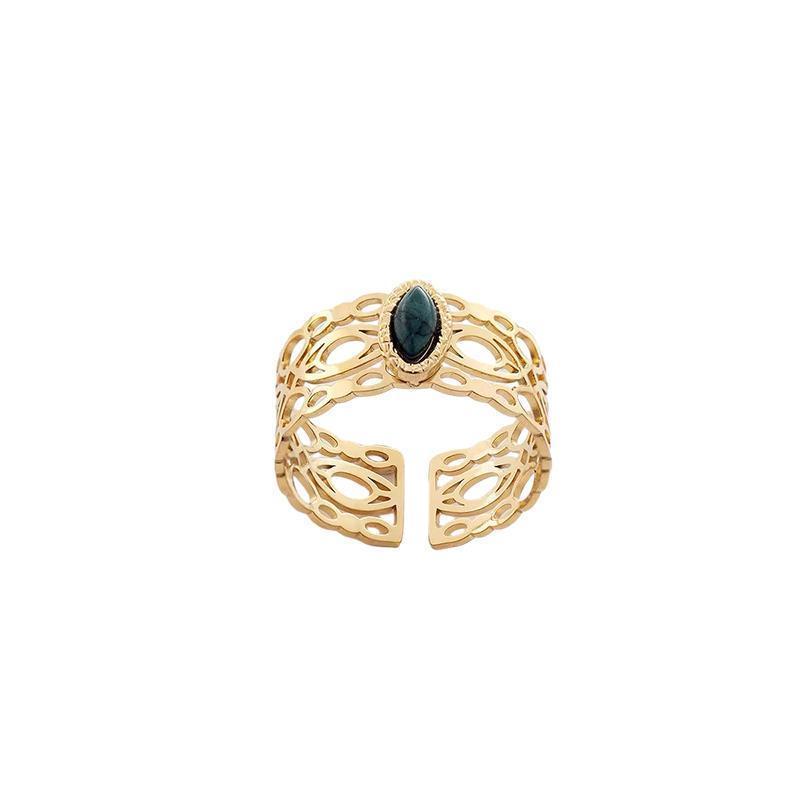 Malachite Green Gold Ring Adjustable That Does Not Fade Opening Design Gift
