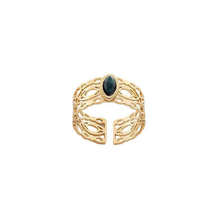 Malachite Green Gold Ring Adjustable That Does Not Fade Opening Design Gift