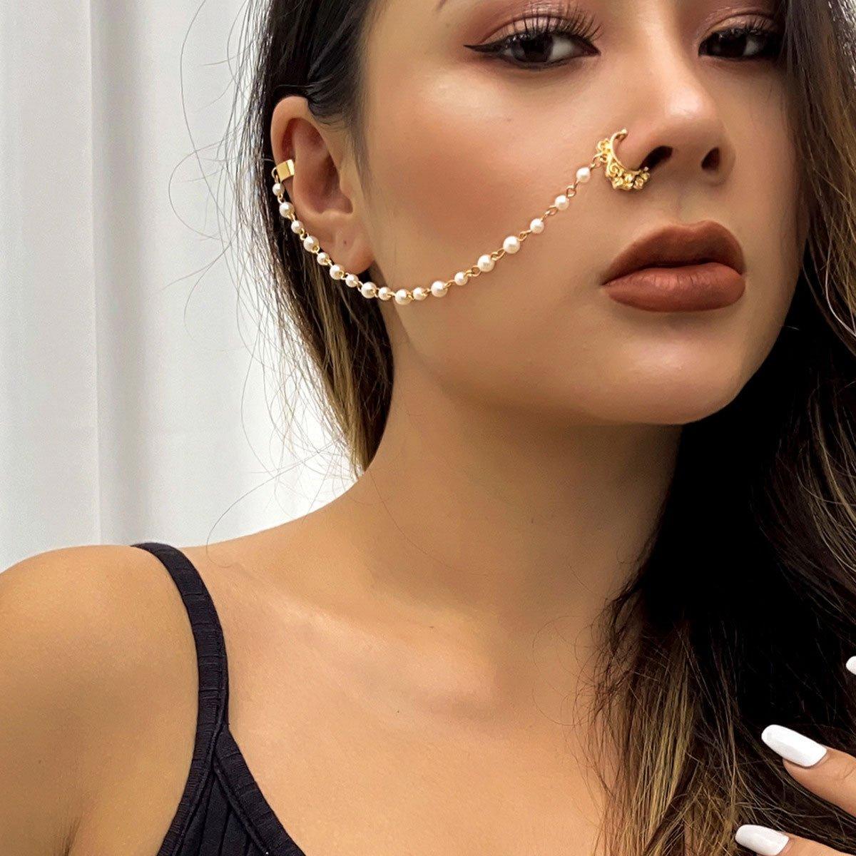 Punk Style Jewelry Chain Earrings Women Fashion Nose Clip Trendy Accessories-3