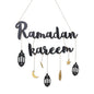Ramadan Kareem Wooden Ornament Eid Mubarak Islam Mosque Party Hanging Decor-5
