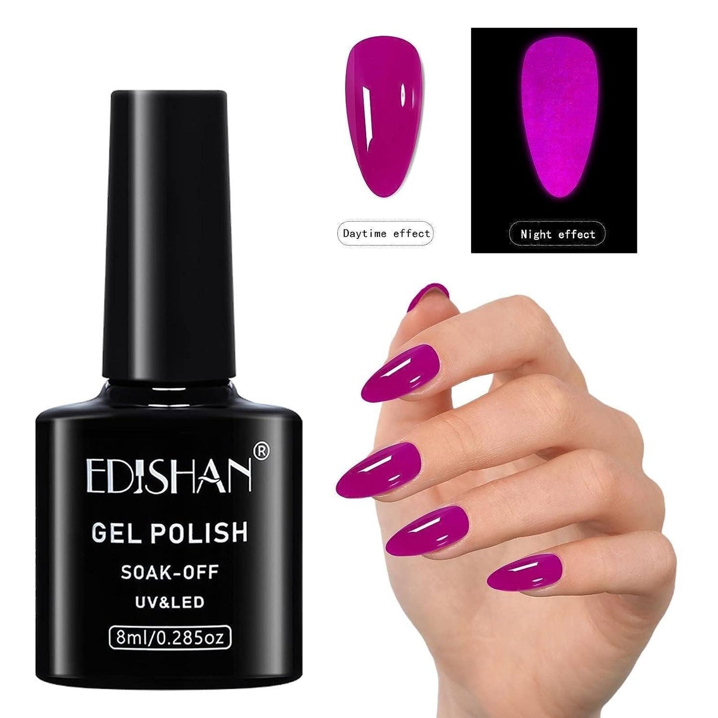 8ml Fluorescent Glow-In-Dark Gel Soak Off UV LED Nail Art Varnish DIY Luminous