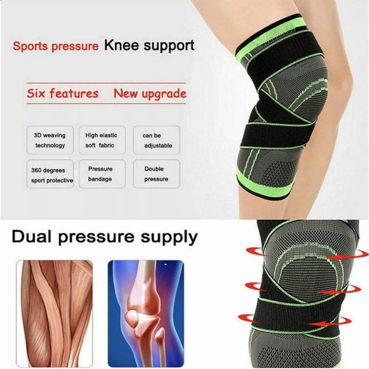 Green AOLIKES 3D Knee Support Brace Compression Sleeve Arthritis Pain Relief Gym-4