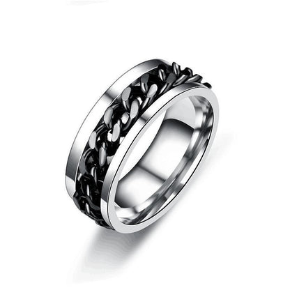 Spinner Rings Mens Womens Fidget Rotating Ring Silver Stainless Steel Size 7-5