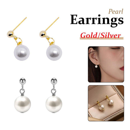 Simple Fashion Pearl Earrings Elegant High Grade Jewelry for Women Ladies-0