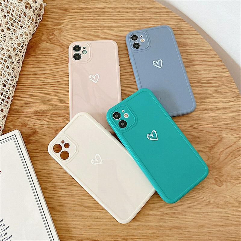 Blue Girly Heart Shockproof Case For iPhone 13 12 11 Pro Max Mini XR 8 7  X XS MAX