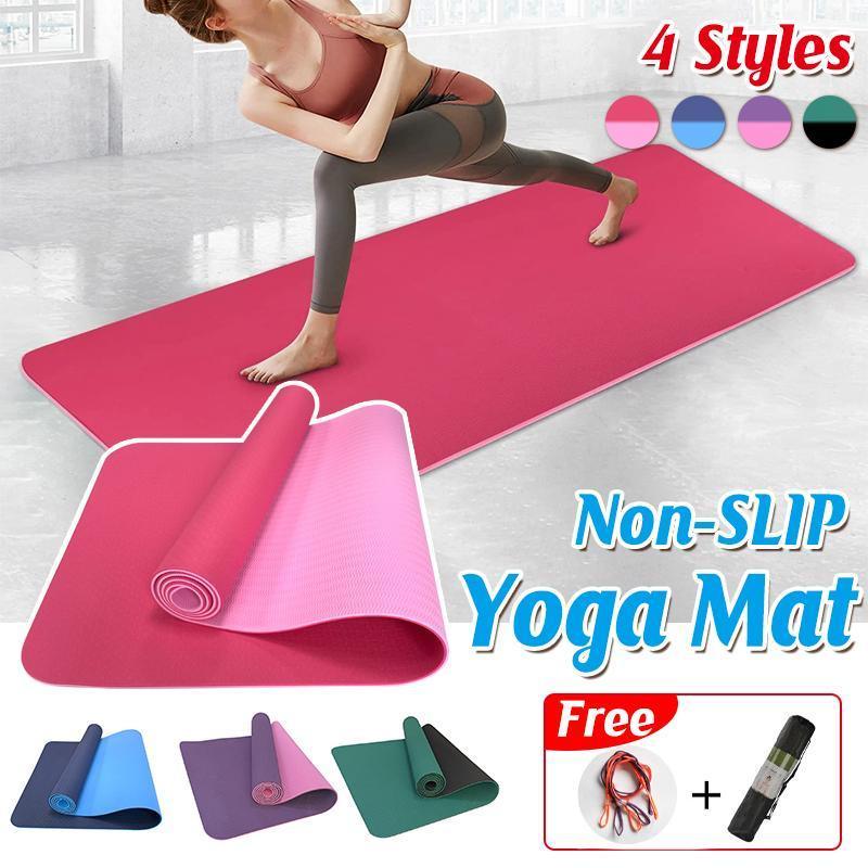TPE Yoga Mat Eco Friendly Exercise Fitness Gym Pilates Non Slip Dual Layer-0