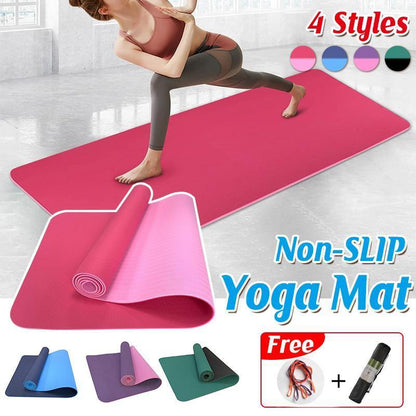 TPE Yoga Mat Eco Friendly Exercise Fitness Gym Pilates Non Slip Dual Layer-0