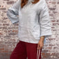 Linen Long Sleeve Top in Baby Blue