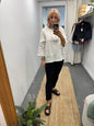 Linen Long Sleeve Top in White