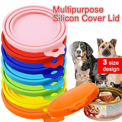 Orange 1/2/3pc Pet Food Can Cover Lid Pet Tin Silicone Reusable Storage Cap Top