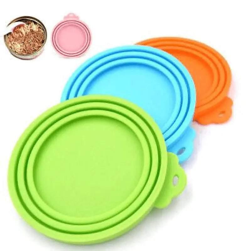 Orange 1/2/3pc Pet Food Can Cover Lid Pet Tin Silicone Reusable Storage Cap Top