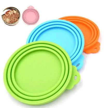 Orange 1/2/3pc Pet Food Can Cover Lid Pet Tin Silicone Reusable Storage Cap Top