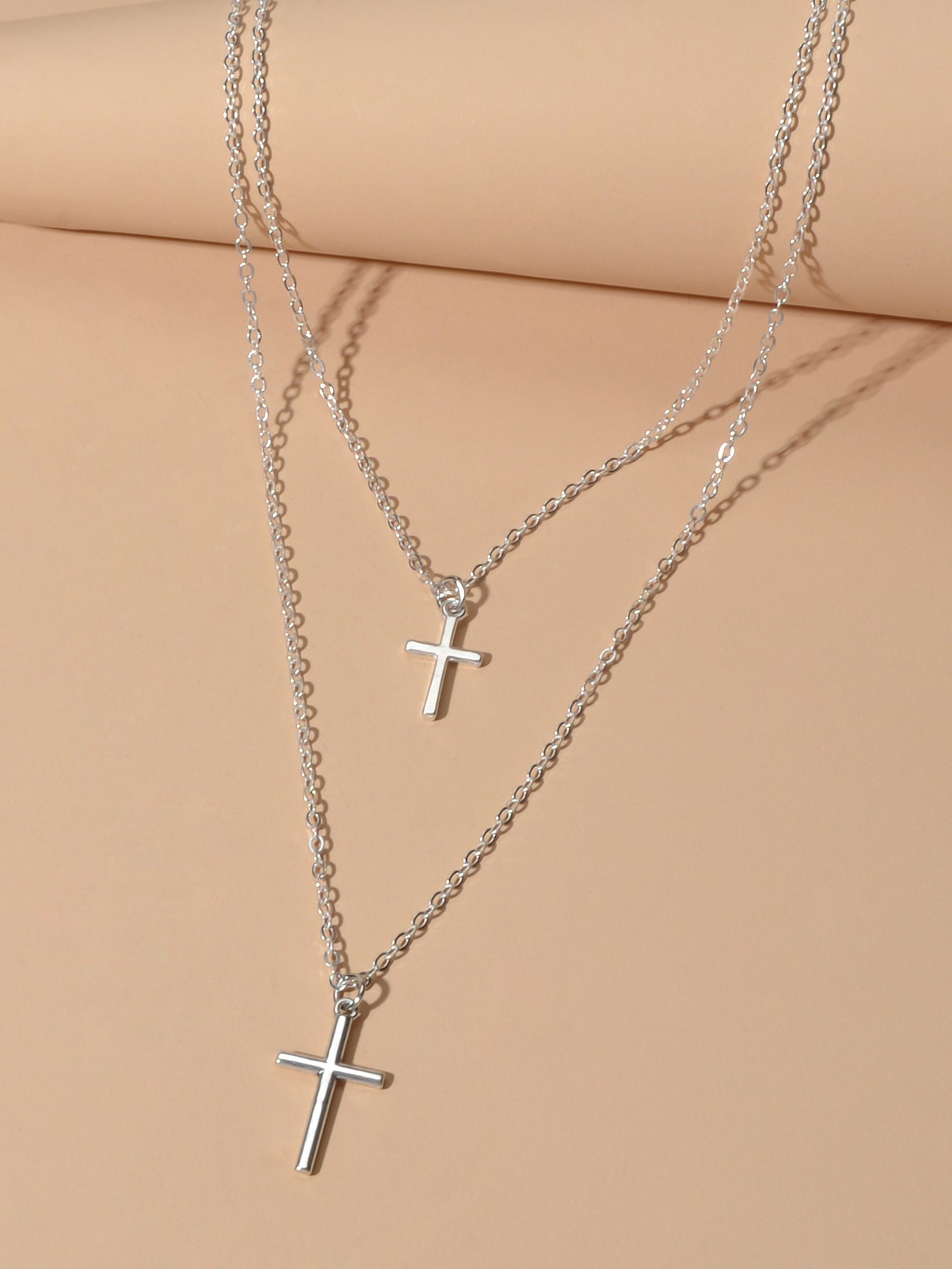 Fashion Jewellery Silver Chain Double layer Chain Cross Pendant Women Necklace - UrbanNest Co