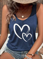 Hearts Print Crew Neck Tank Top, Casual Sleeveless Tank Top For - UrbanNest Co