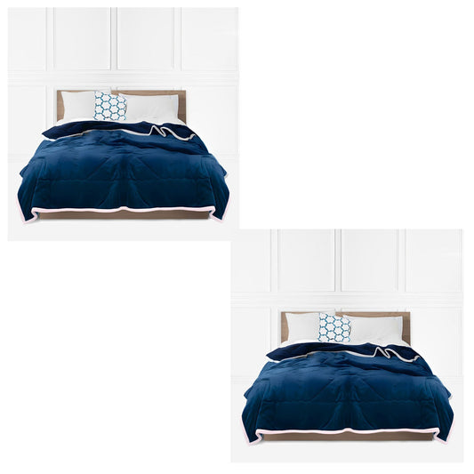 SOGA 2X Navy Blue Throw Blanket Warm Cozy Double Sided Thick Flannel Coverlet Fleece Bed Sofa Comforter - UrbanNest Co