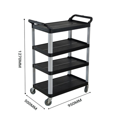 SOGA 4 - Tier Portable Kitchen Food Trolley Cart with Wheels 950x500x1270mm Black - UrbanNest Co