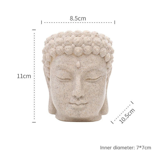 Buddha Head Flower Pot, Small Resin Succulent Planter, Garden Pot Home Office Desk Decoration - UrbanNest Co