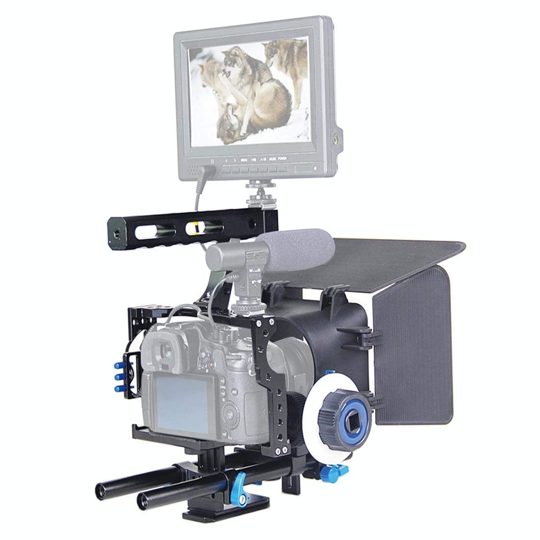 NNEIDS Video Camera Cage Stabilizer Kit With Matte Box & Follow Focus For Panasonic Lumix Dmc - Gh4 & G7 / Sony A7 Series - UrbanNest Co
