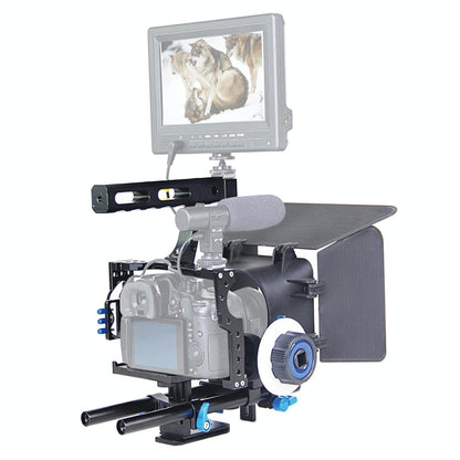 NNEIDS Video Camera Cage Stabilizer Kit With Matte Box & Follow Focus For Panasonic Lumix Dmc - Gh4 & G7 / Sony A7 Series - UrbanNest Co