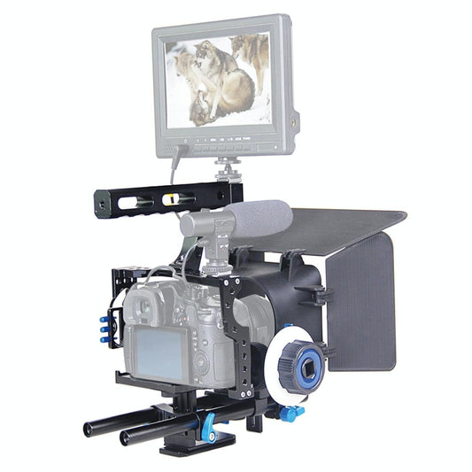 NNEIDS Video Camera Cage Stabilizer Kit With Matte Box & Follow Focus For Panasonic Lumix Dmc - Gh4 & G7 / Sony A7 Series - UrbanNest Co