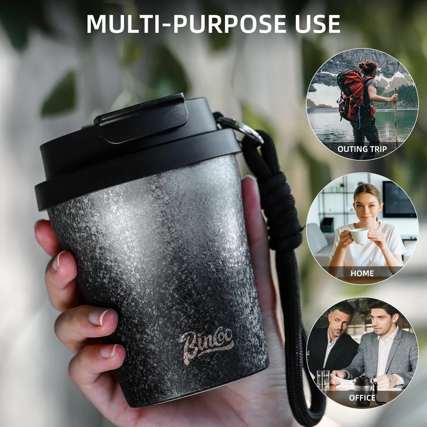 280ml Double Wall Ceramic Lined Travel Mug Car - UrbanNest Co