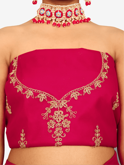 Semi - Stitched Lehenga with Soft Net Fabric & Zari Thread Work by Shreekama - UrbanNest Co