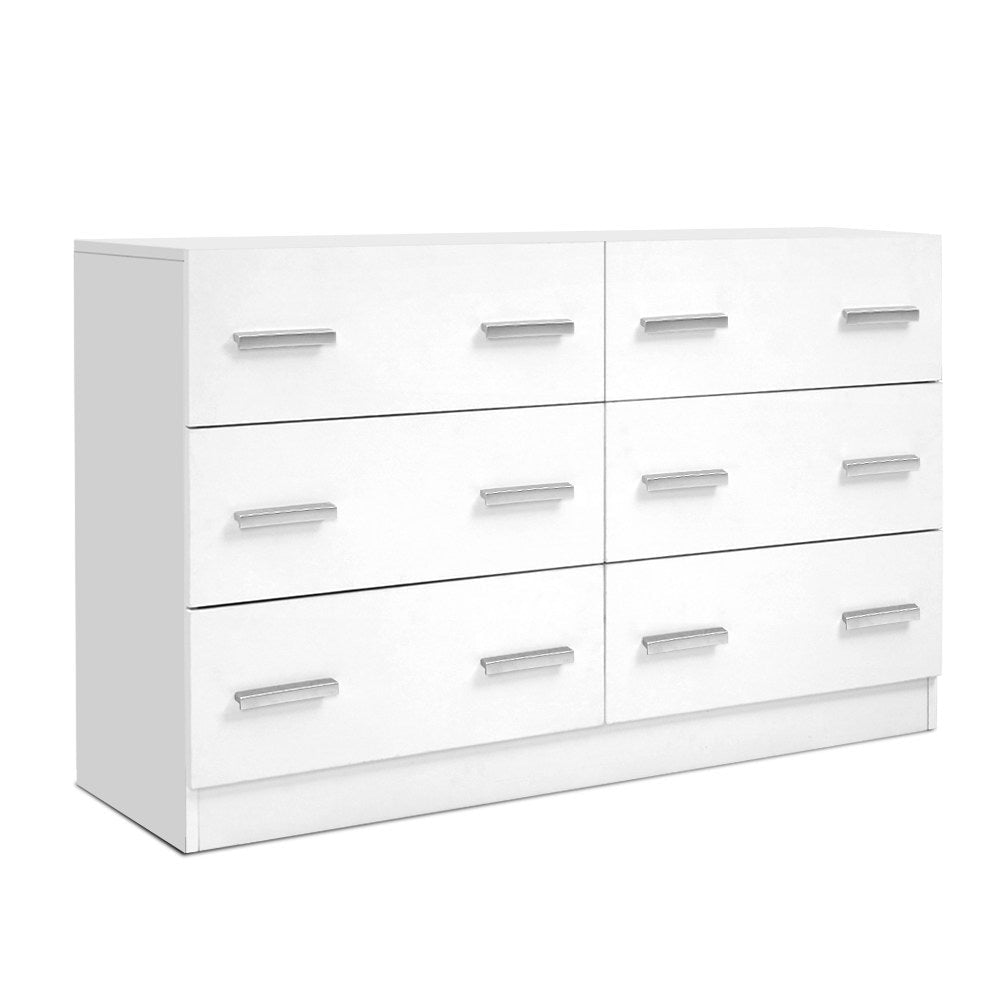 NNEDSZArtiss 6 Chest of Drawers Cabinet Dresser Tallboy Lowboy Storage Bedroom White - UrbanNest Co