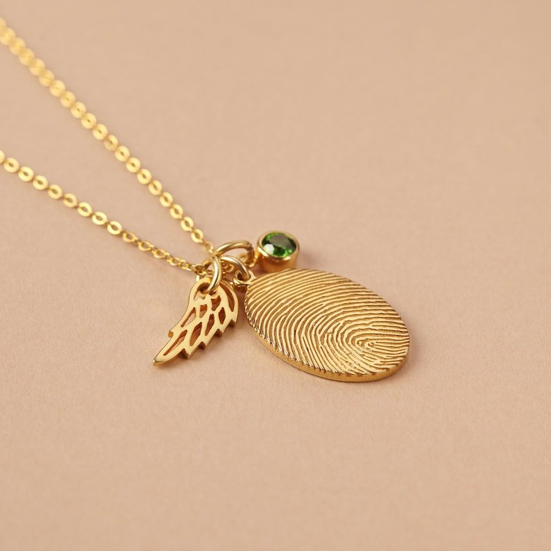 Fingerprint Necklace, Fingerprint Jewelry With Birthstone - UrbanNest Co